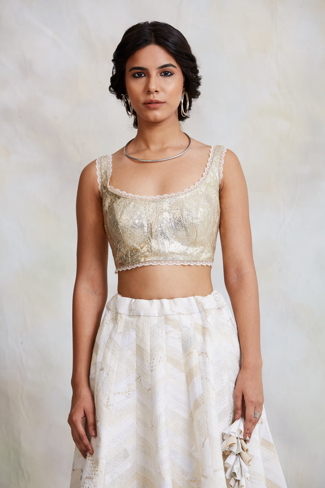 Jarul- Silver Upcycled Gota Blouse