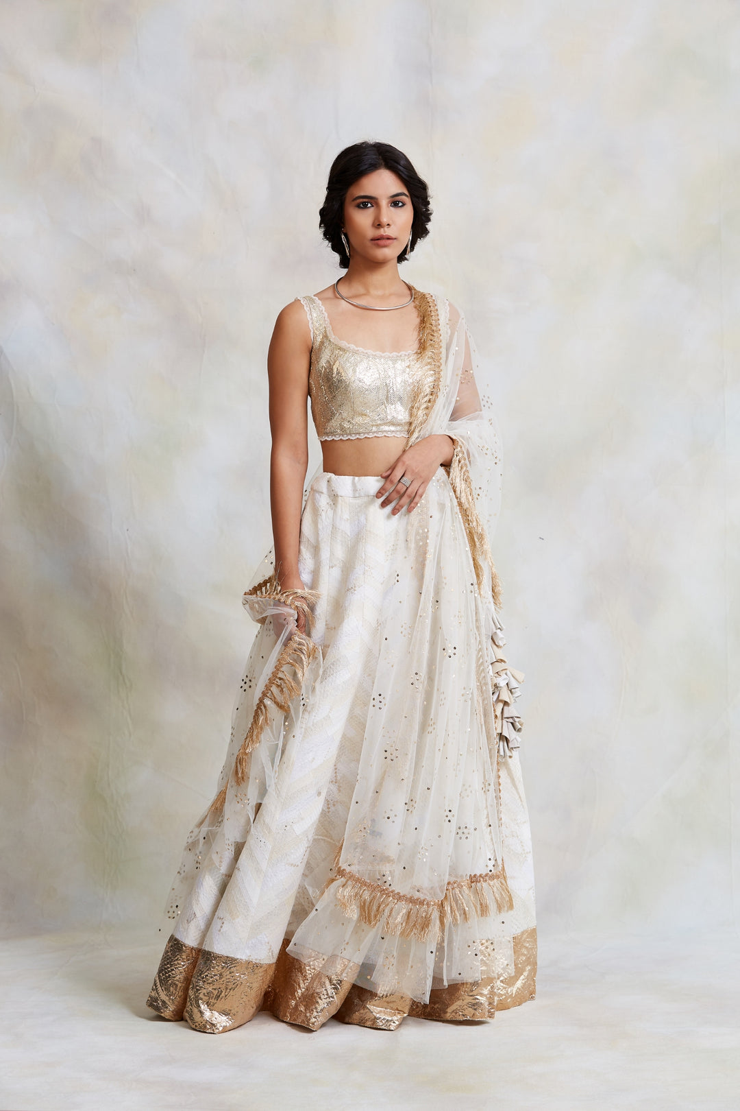 Gule Makhmal- Ivory Upcycled Patchwork Lehenga