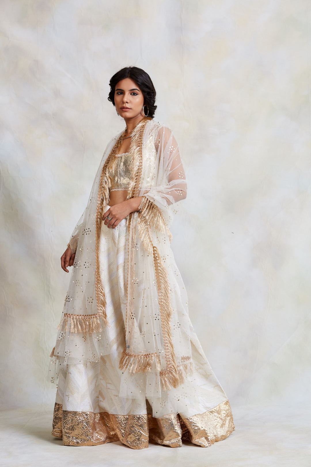 Gule Makhmal- Ivory Upcycled Patchwork Lehenga