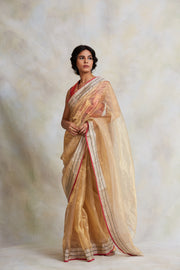 Harsingar- Gold Silk Chanderi Tissue Saree