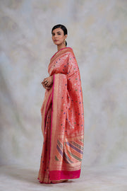 Sadabahaar- Pink Silk Brocade Banarasi Saree