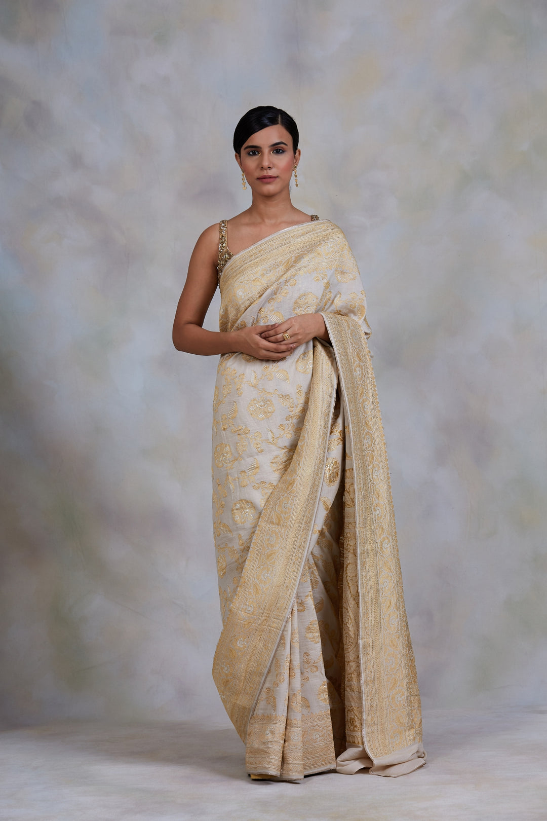 Chandramallika- Ivory Silk Brocade Banarasi Saree