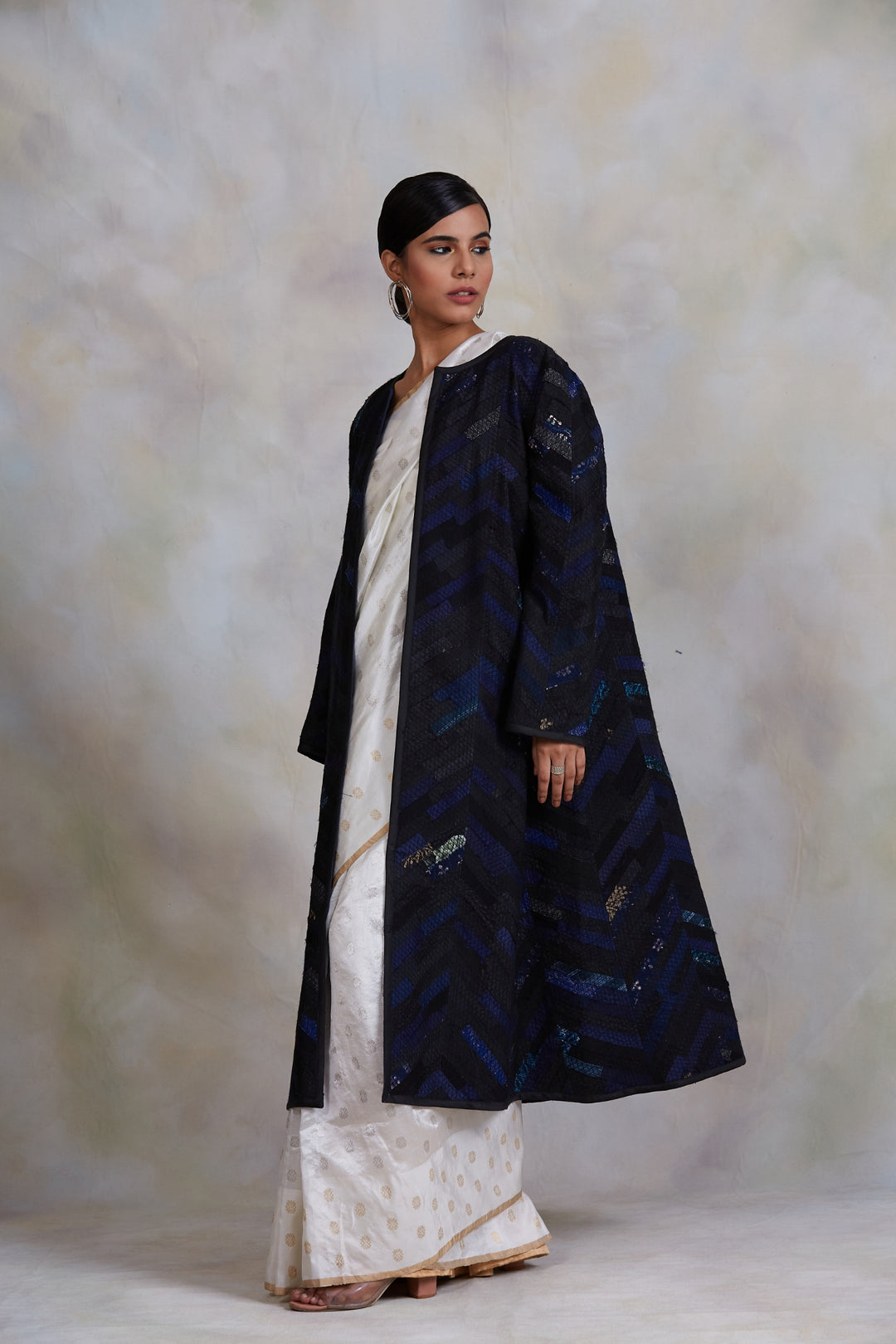 Kumud- Blue Black Upcycled Patchwork Jacket