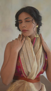 Harsingar- Gold Silk Chanderi Tissue Saree