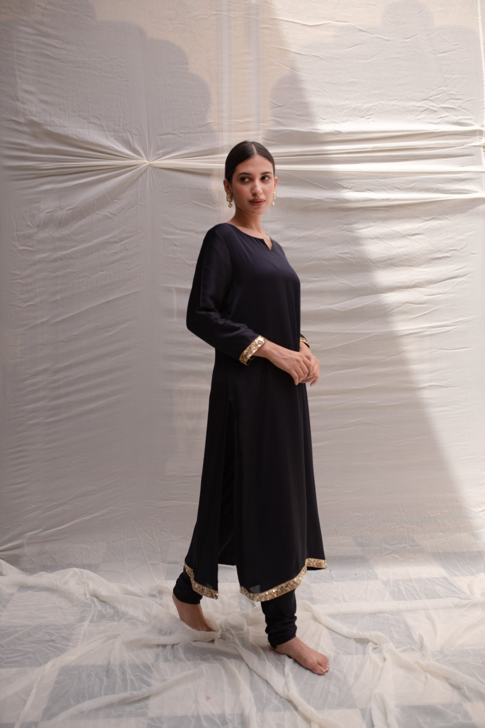 Revan - Navy Blue A-Lined Style Kurta Set