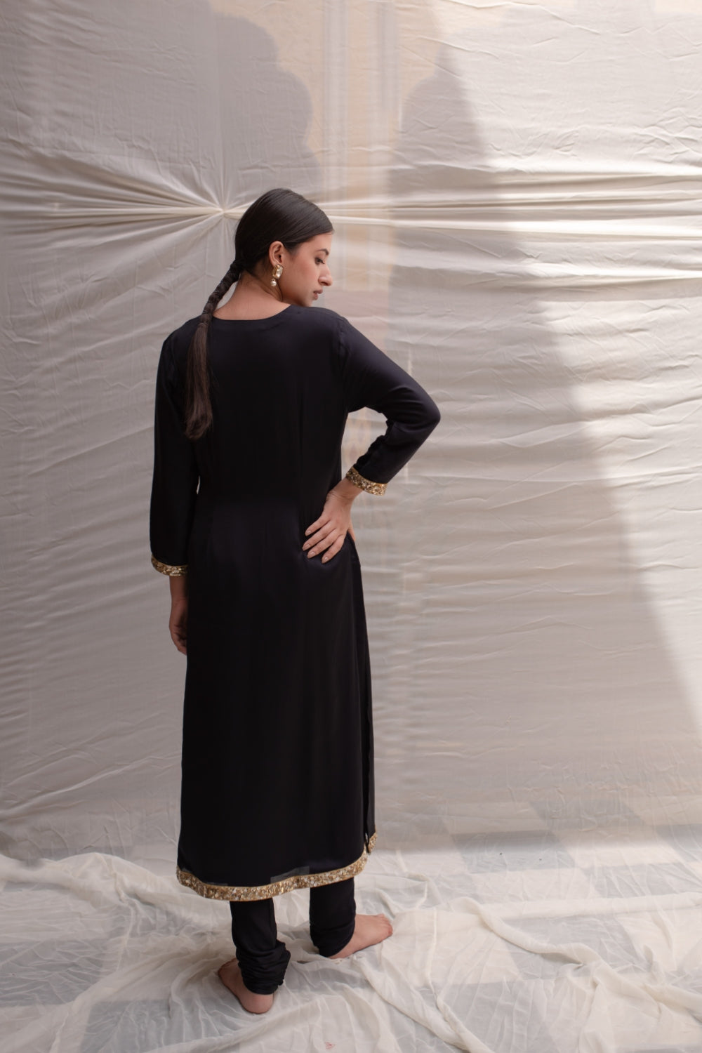 Revan - Navy Blue A-Lined Style Kurta Set