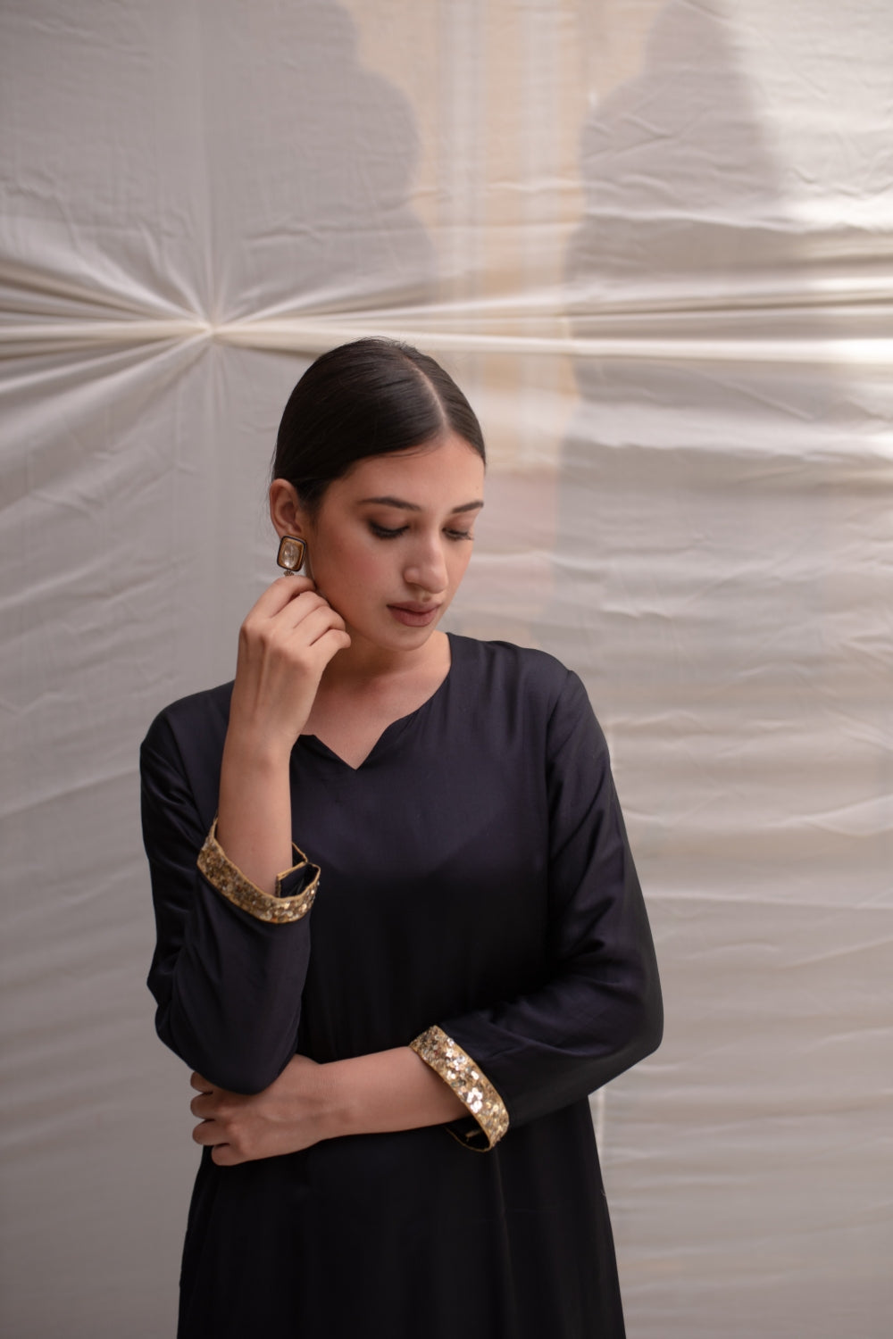 Revan - Navy Blue A-Lined Style Kurta Set