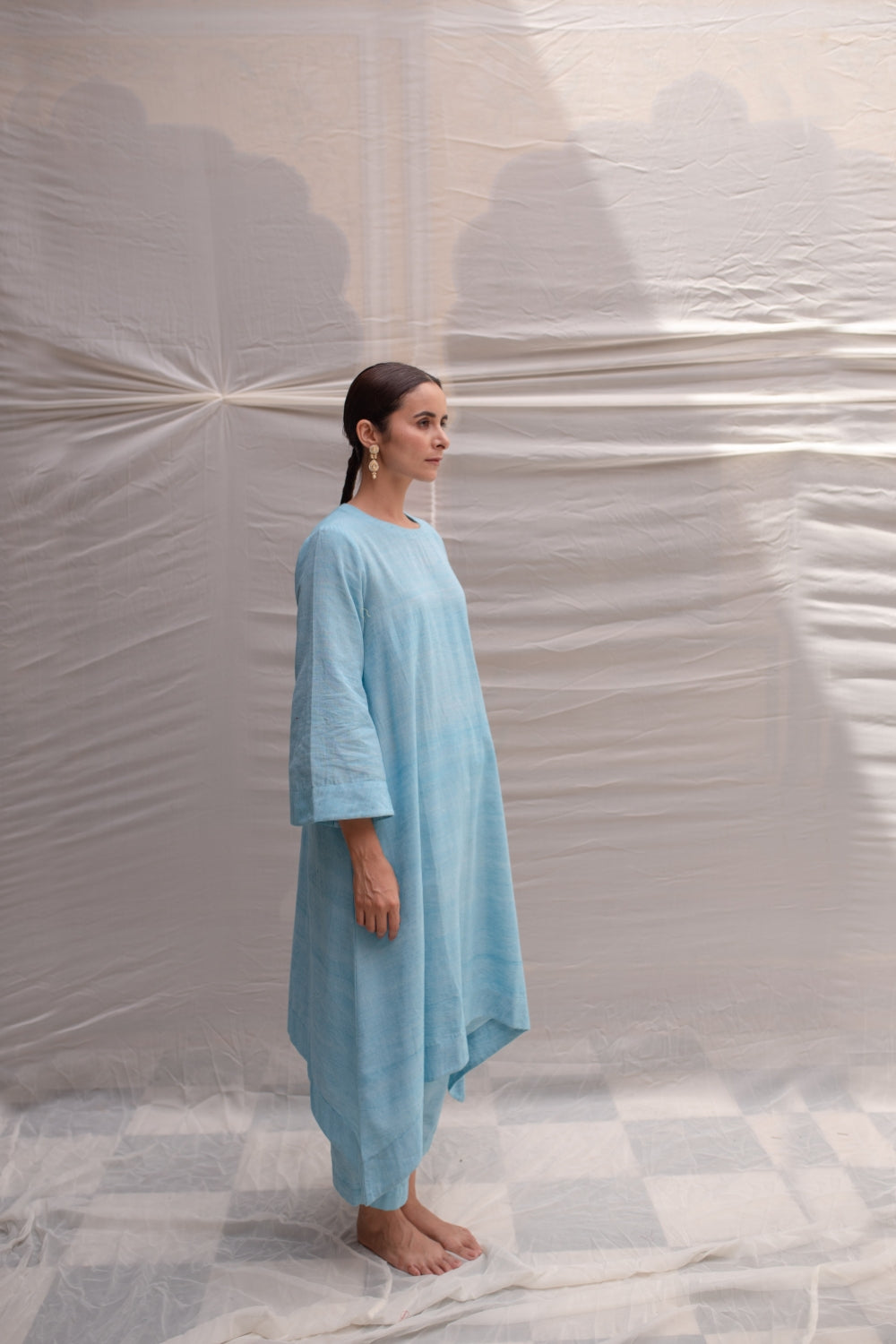 Suhani - Blue Organic Khadi Cotton Kurta Set