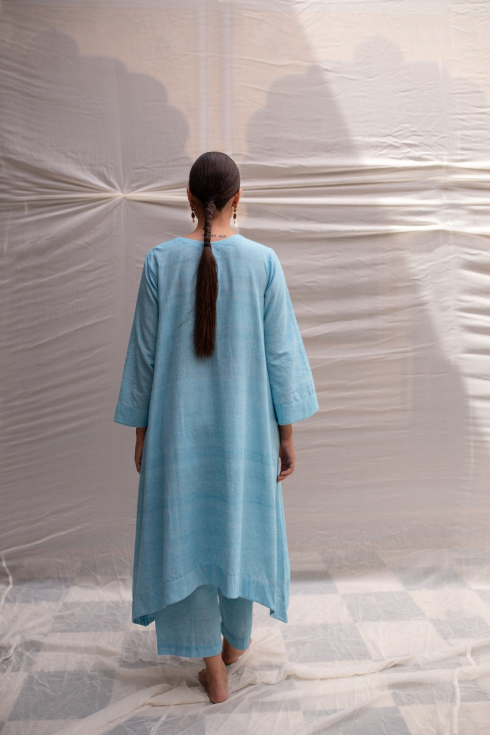 Suhani - Blue Organic Khadi Cotton Kurta Set