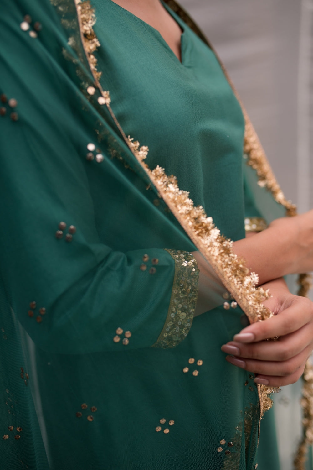 Sukritya - Teal Cotton Silk Straight Kurta Set