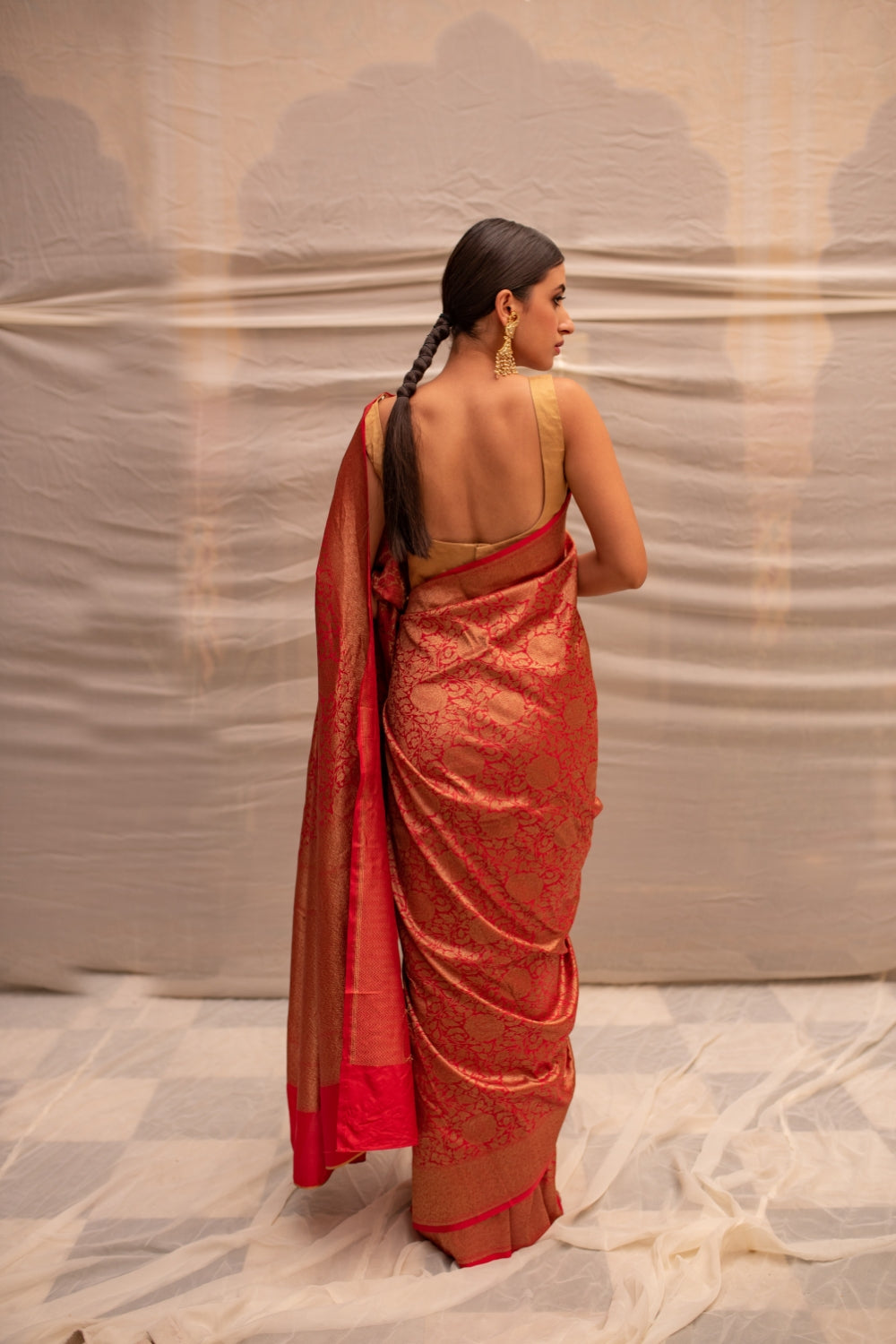 Tara Red- Silk Brocade Banarasi Saree