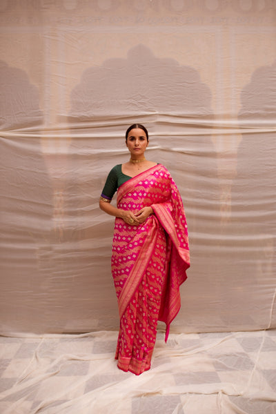 Lamika- Pink Silk Brocade Banarasi Saree