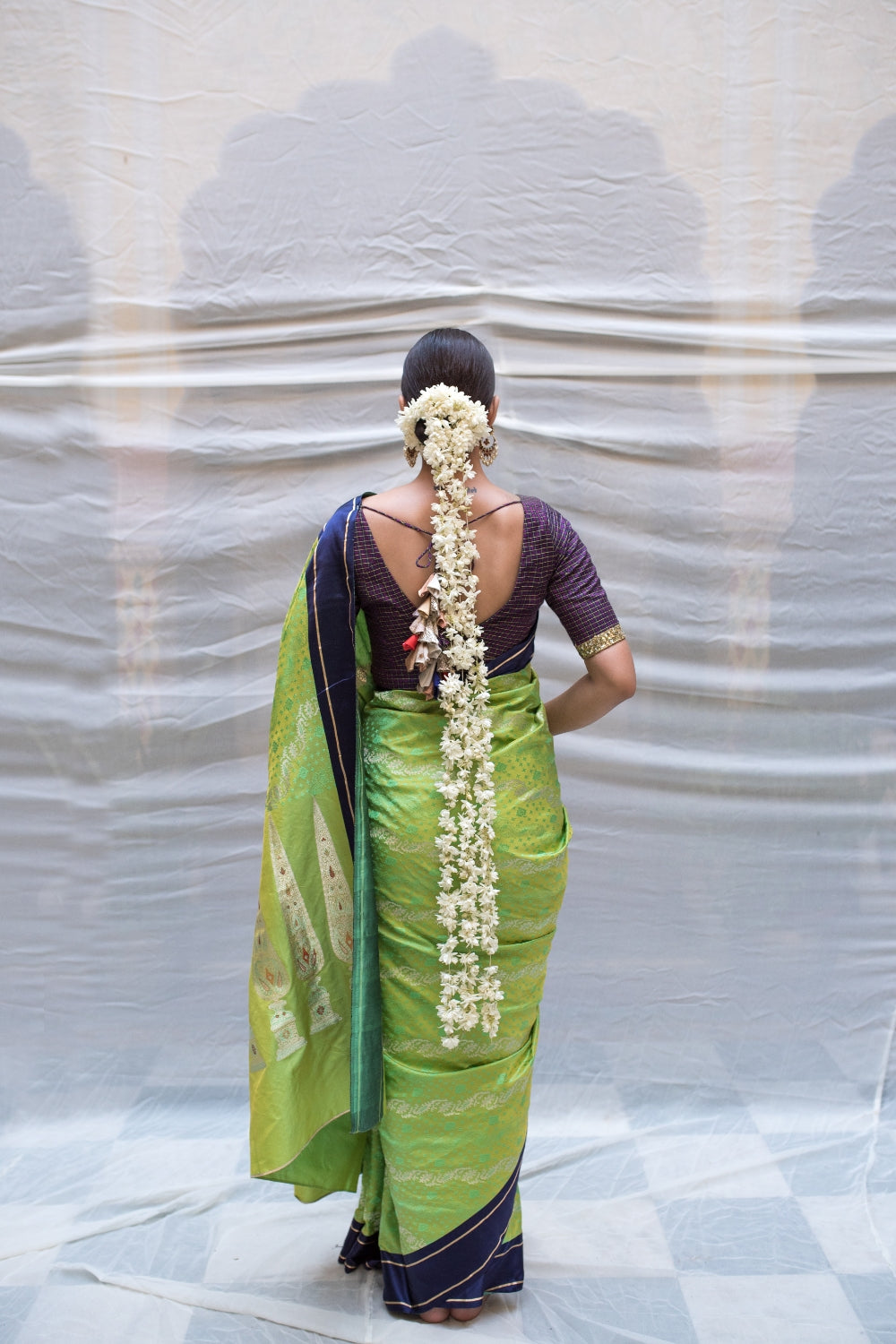 Akshita- Green Silk Brocade Mashroo Banarasi Saree