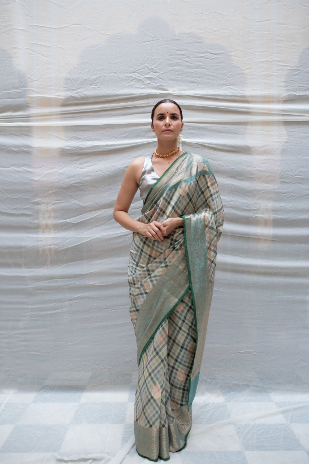 Indubala- Green Banarasi Brocade Saree