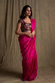 Triya- Pink Silk Chanderi Saree
