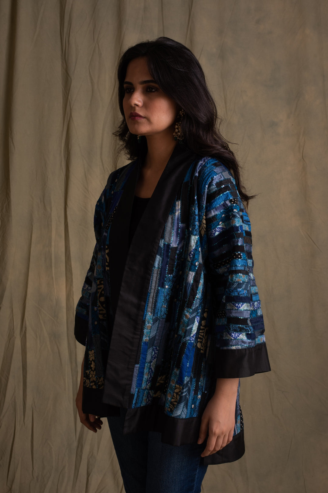 Idika- Blue Upcycled Patchwork Jacket