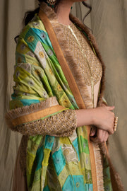 Harit- Teal Upcycled Patchwork Dupatta