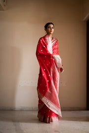 AMAYA- Red Silk Chanderi Saree