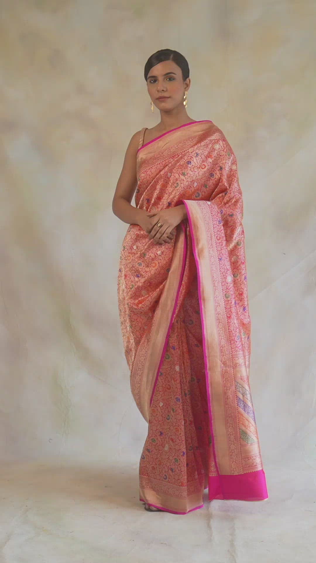 Sadabahaar- Pink Silk Brocade Banarasi Saree