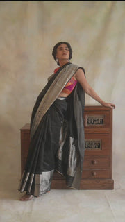 Advika- Black Silk Chanderi Saree