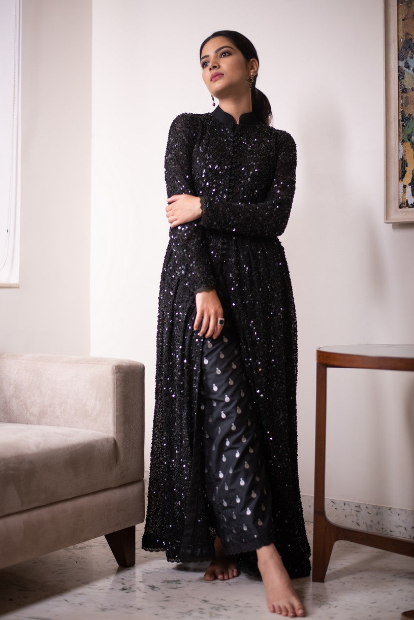Sitara- Black Tulle Sequin Jacket
