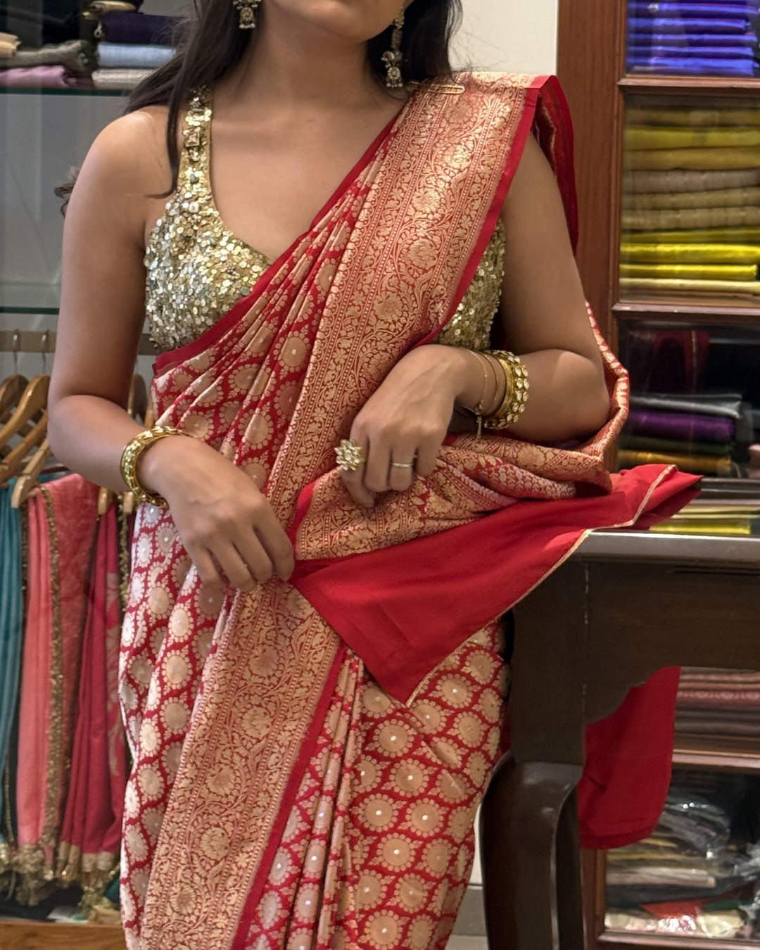 Padmalaya - Red Katan Silk Banarasi Saree