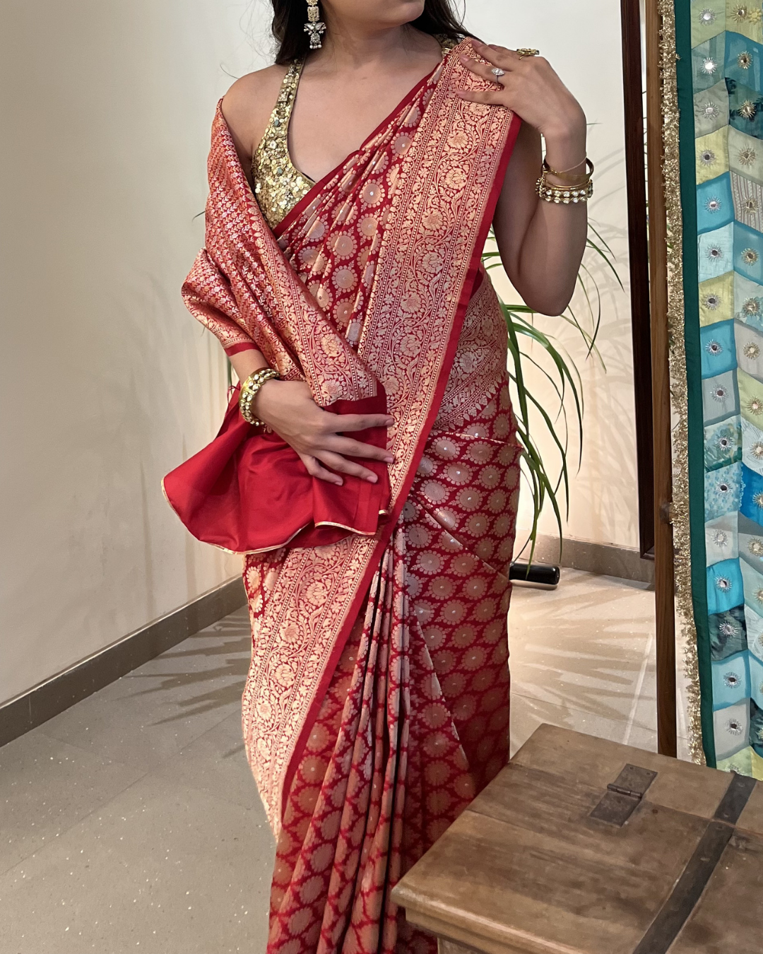 Padmalaya - Red Katan Silk Banarasi Saree
