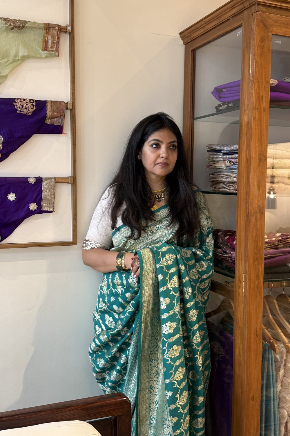 Sarveshvari - Teal Silk Katan Banarasi Saree