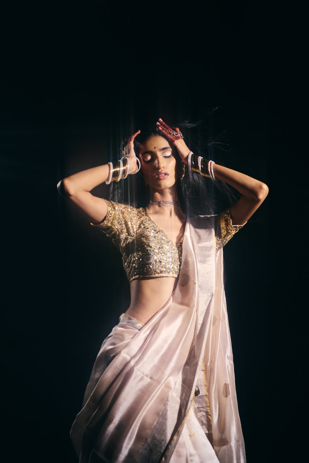 Aanika - Blush Pink Silk Chanderi Saree