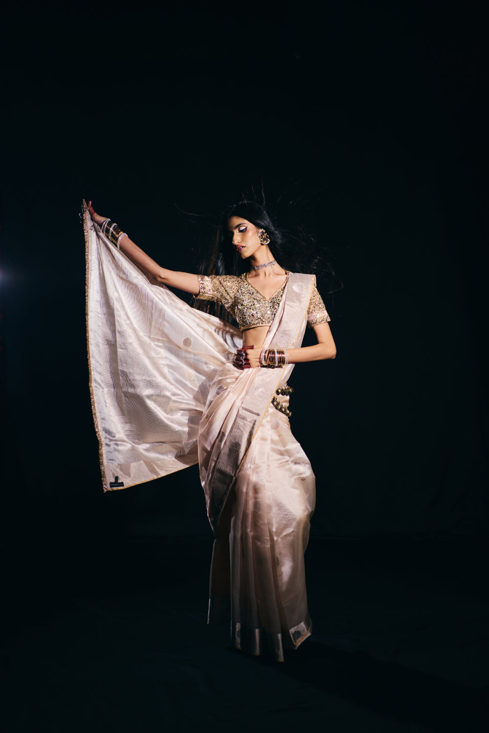 Aanika - Blush Pink Silk Chanderi Saree
