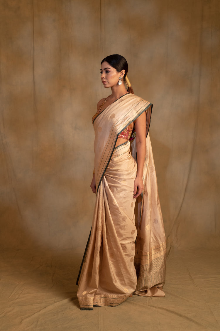 Arshiya- Beige Silk Brocade Saree