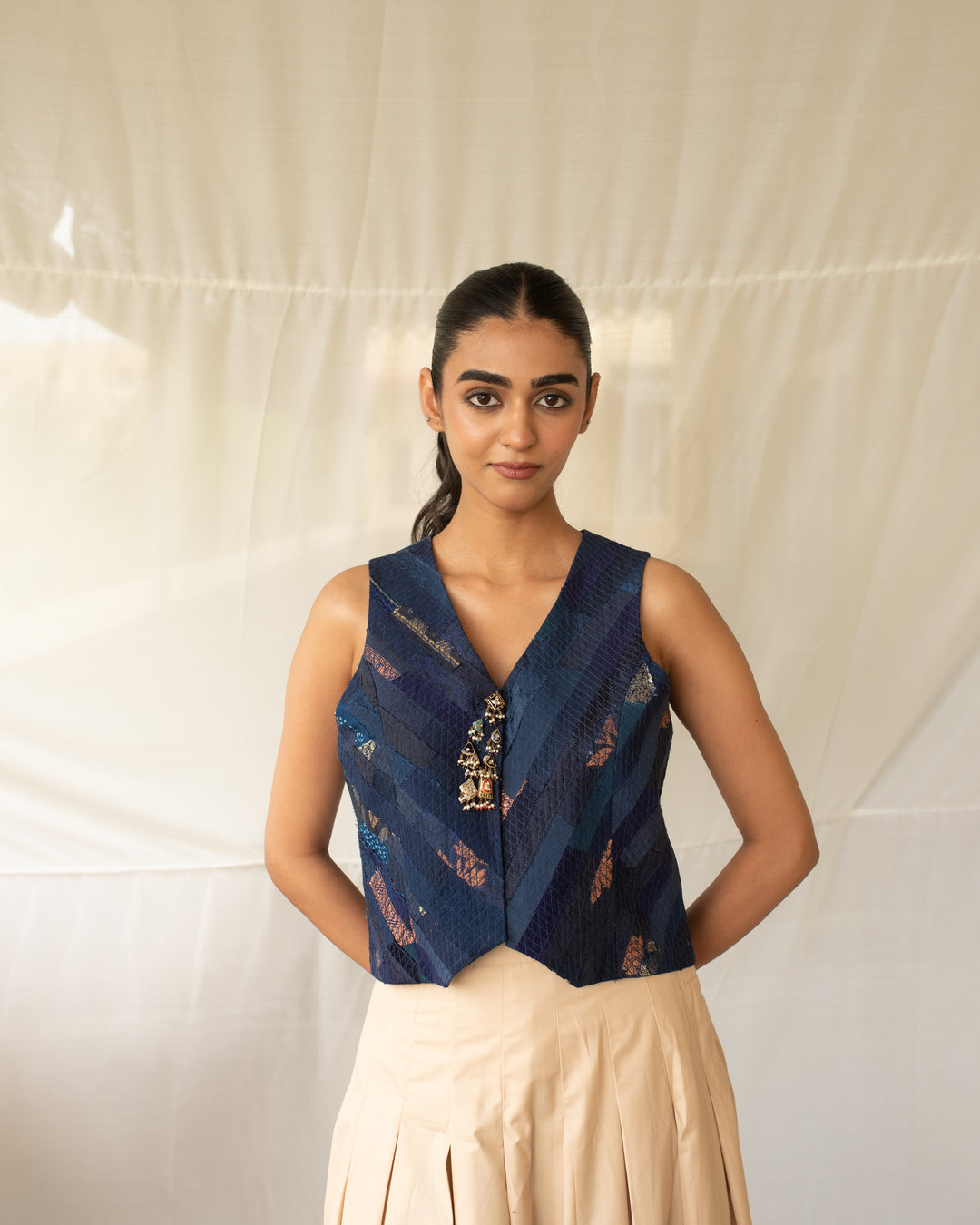Veera - Blue Upcycled Patchwork Vest