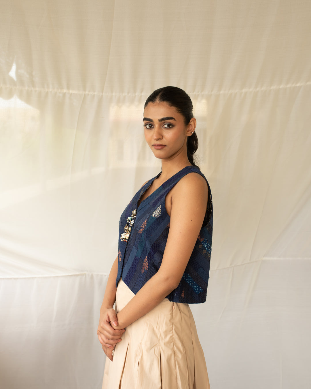 Veera - Blue Upcycled Patchwork Vest