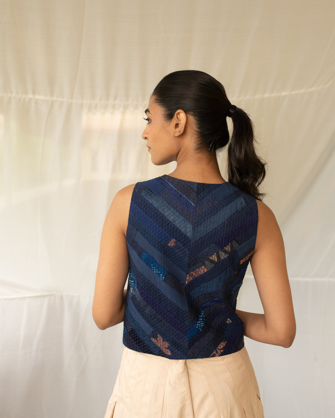 Veera - Blue Upcycled Patchwork Vest