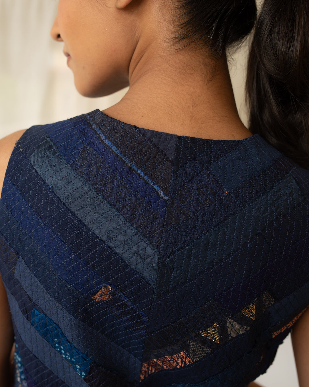 Veera - Blue Upcycled Patchwork Vest