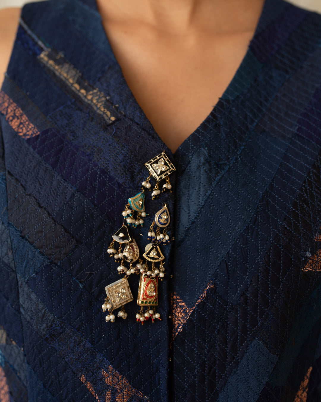 Veera - Blue Upcycled Patchwork Vest