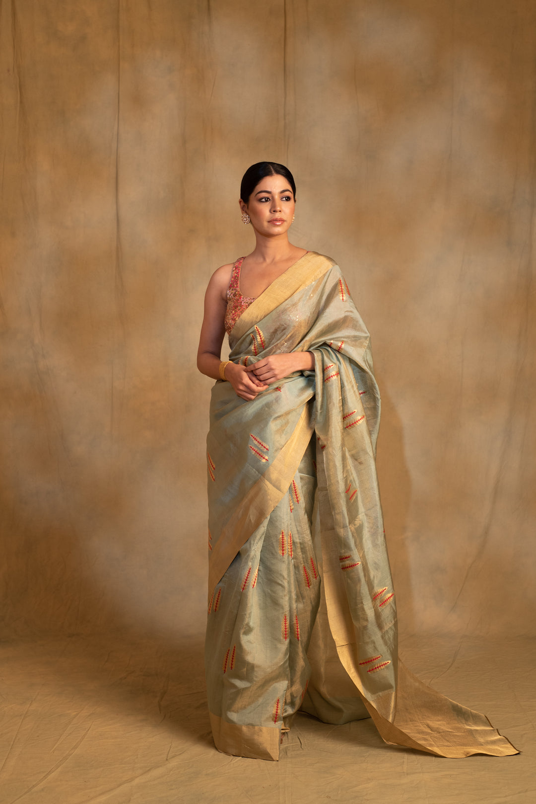 Kuu- Green Silk Chanderi Tissue Saree