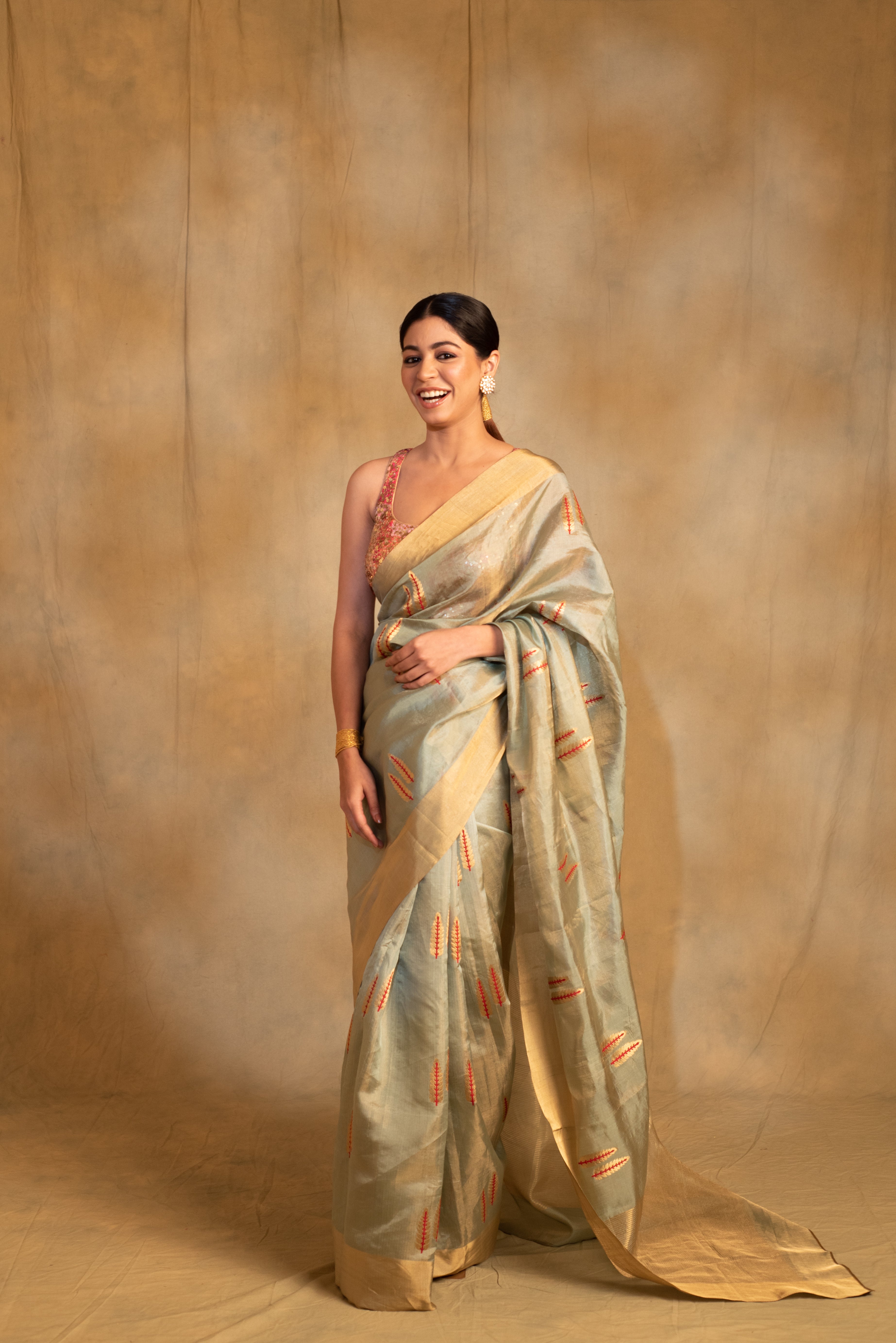 Kuu- Green Silk Chanderi Tissue Saree