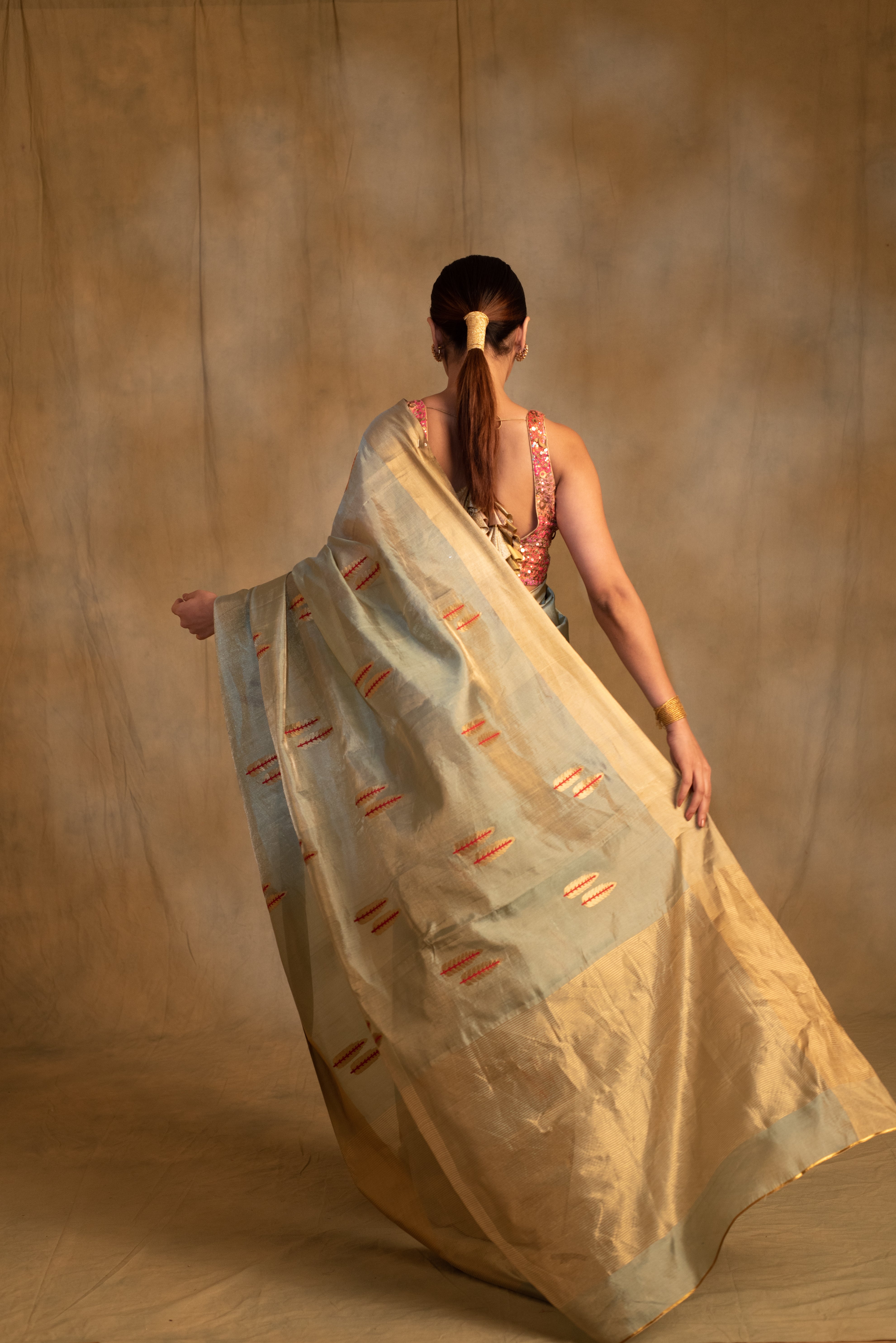 Kuu- Green Silk Chanderi Tissue Saree