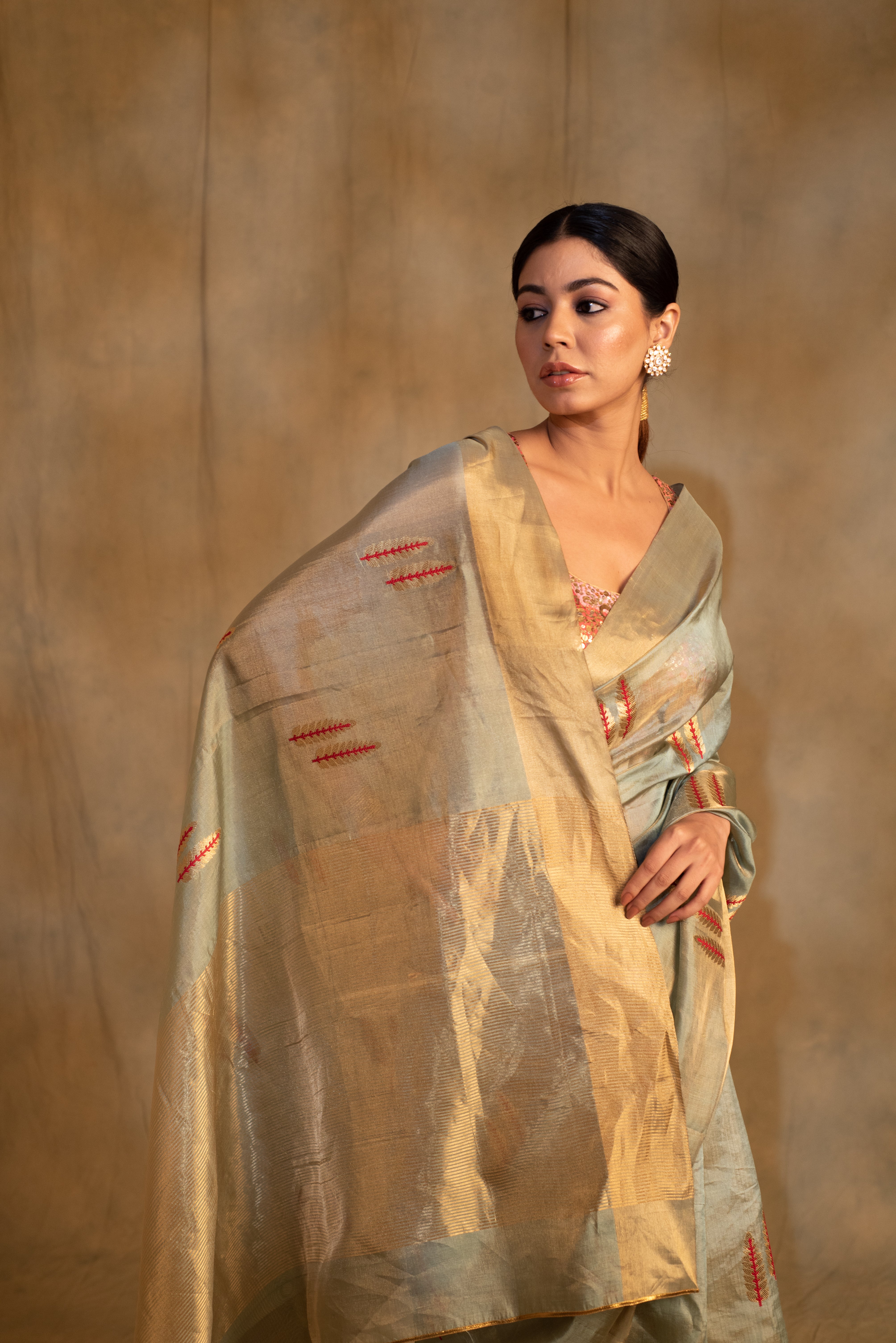 Kuu- Green Silk Chanderi Tissue Saree