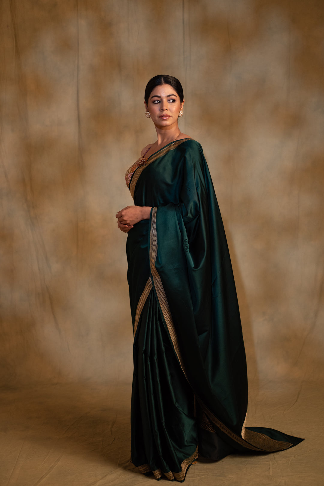 Jayanti- Deep Green Silk Mashru Banarasi Saree