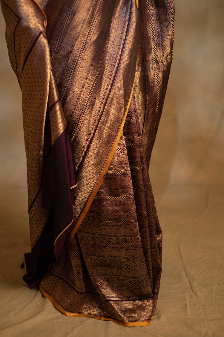 Chhath- Bronze Silk Banarasi Saree