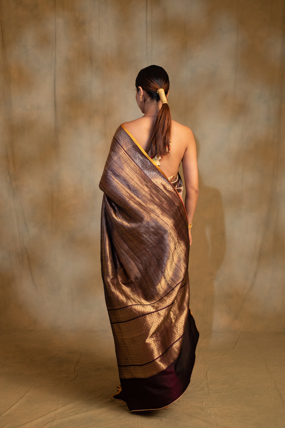 Chhath- Bronze Silk Banarasi Saree