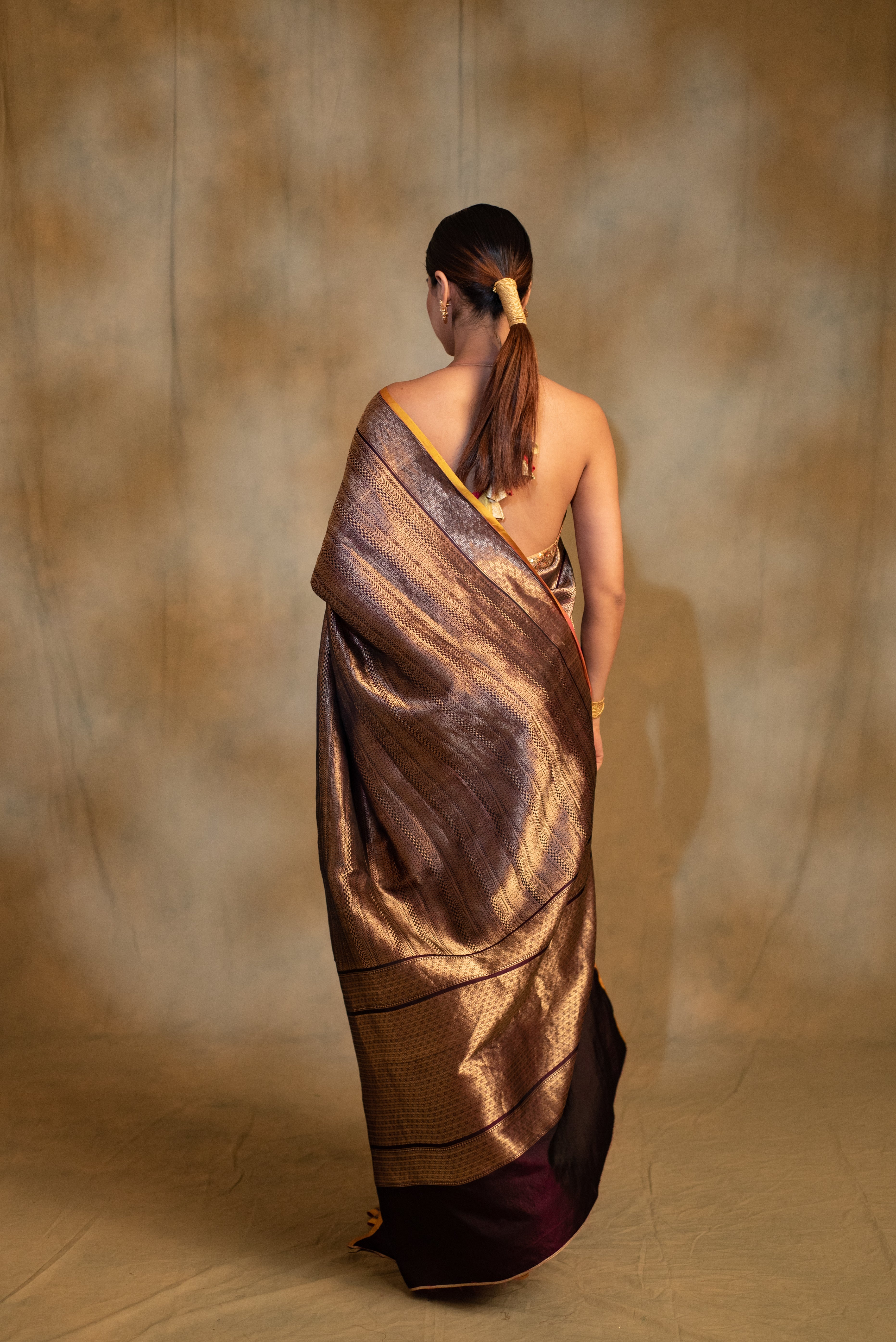 Chhath- Bronze Silk Banarasi Saree