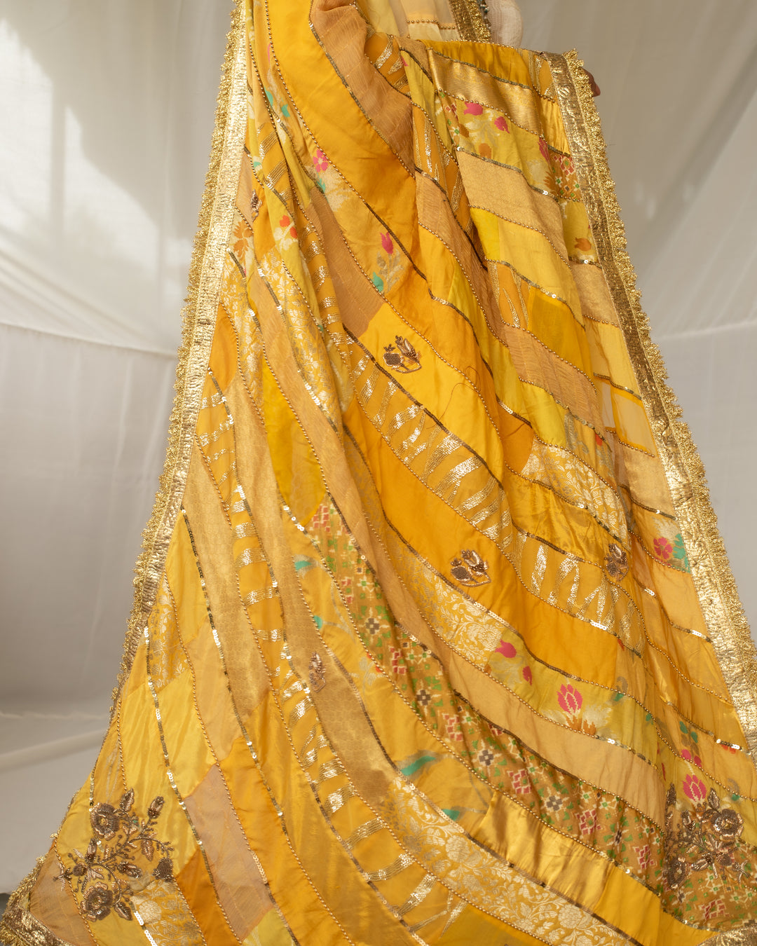 Ravika -  Yellow Upcycled Patchwork Dupatta