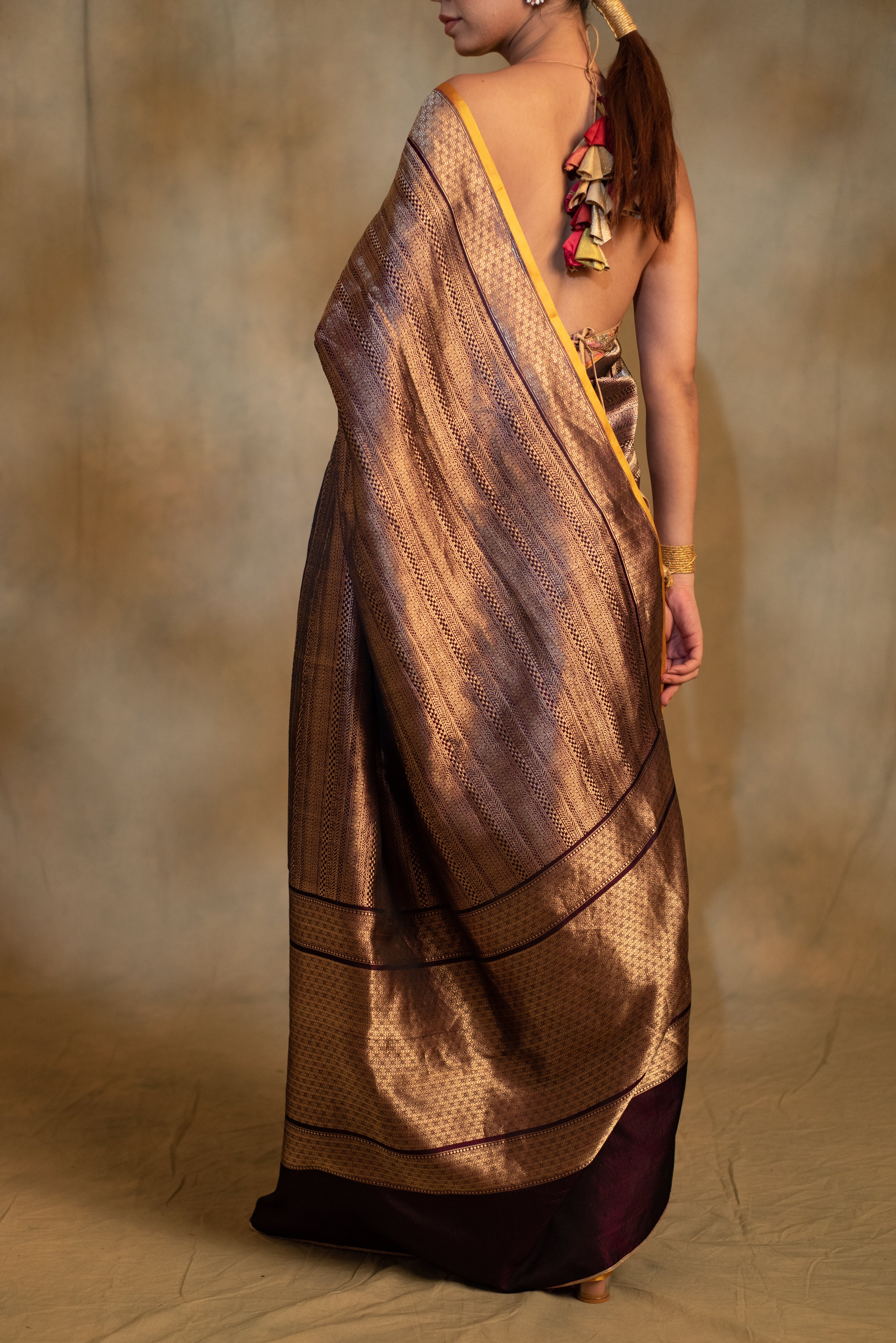 Chhath- Bronze Silk Banarasi Saree