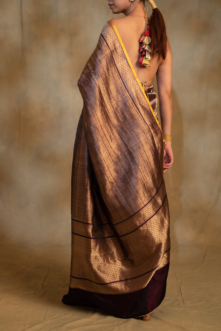 Chhath- Bronze Silk Banarasi Saree