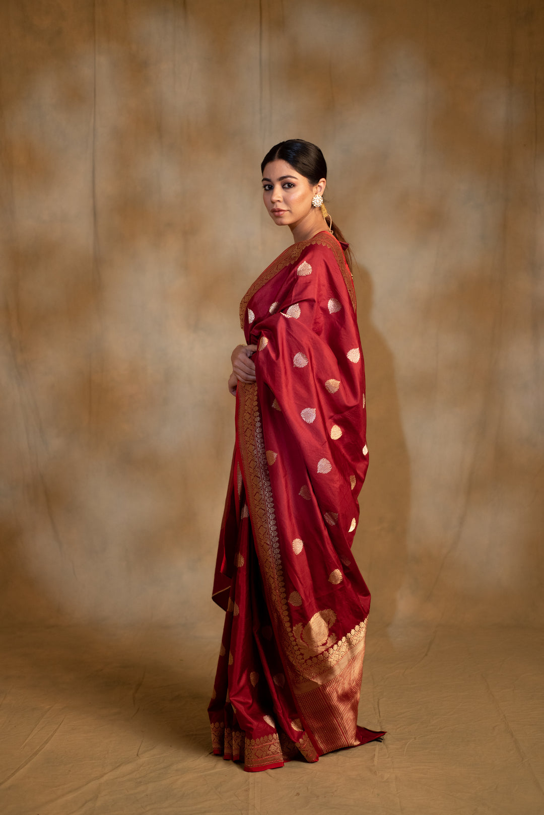 Arshiya- Maroon Silk Brocade Banarasi Saree