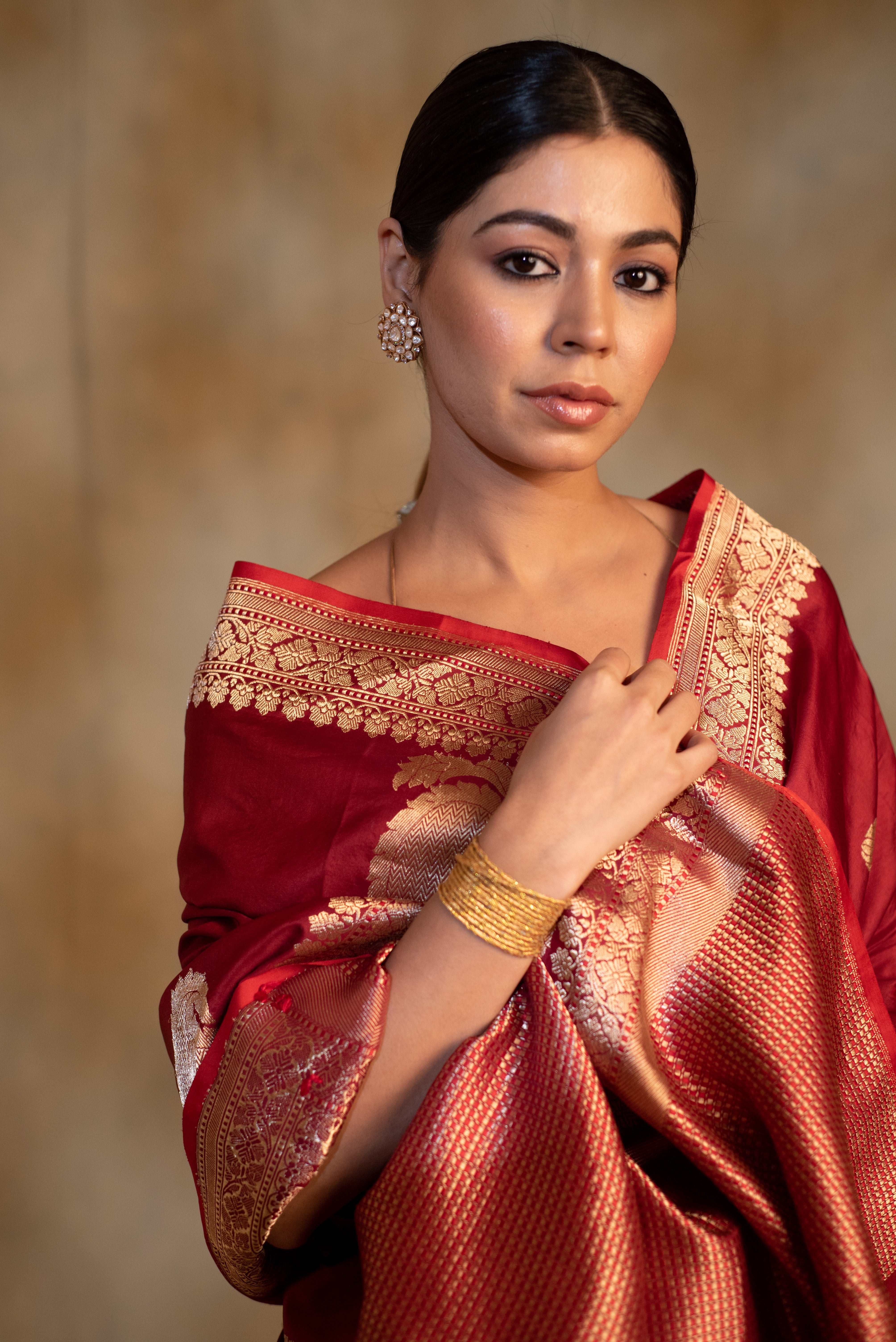 Arshiya- Maroon Silk Brocade Banarasi Saree