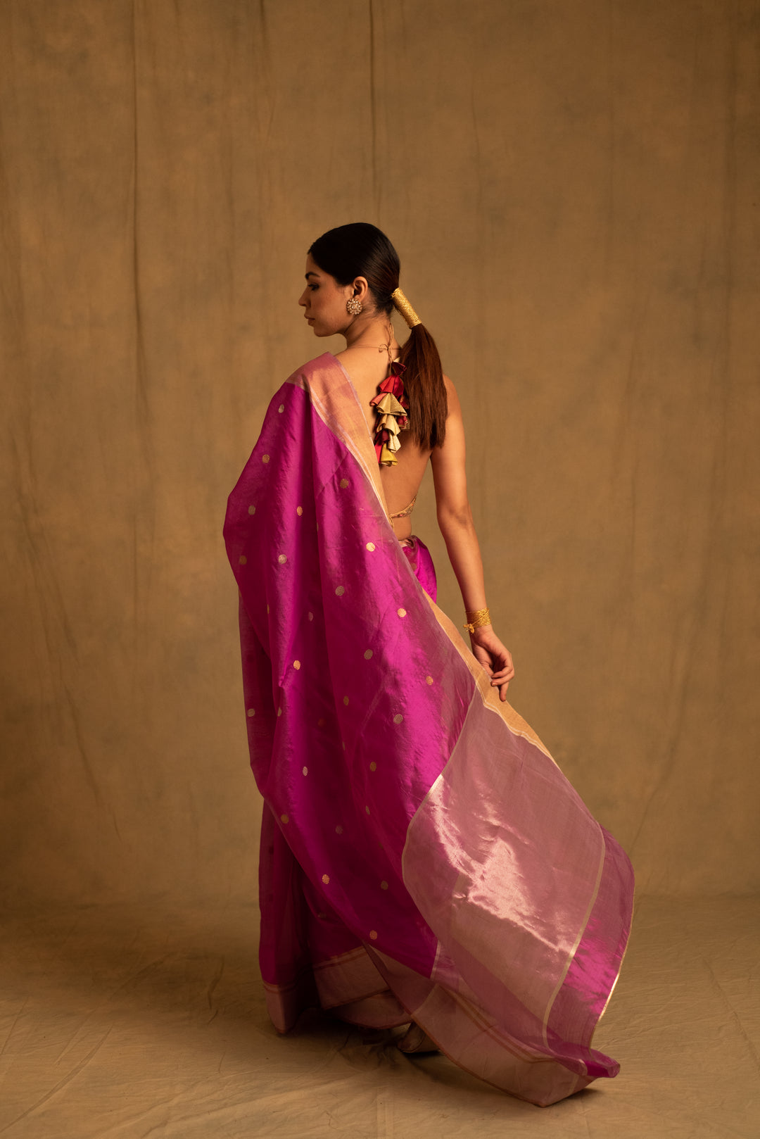 Dree- Periwnkle Pink Silk Chanderi Tissue Saree